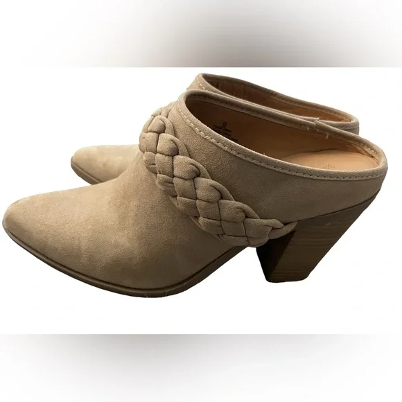 Universal Thread Women's Slip On Ankle Boots Size 9 Tan Braid Heels Pumps Shoes - Picture 3 of 6